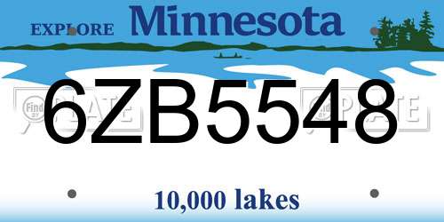 6ZB5548 Minnesota License Plate