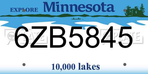 6ZB5845 Minnesota License Plate