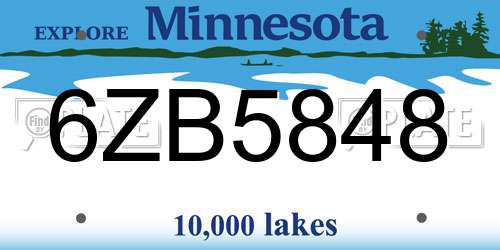 6ZB5848 Minnesota License Plate
