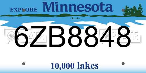 6ZB8848 Minnesota License Plate