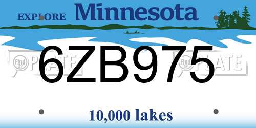 6ZB975 Minnesota License Plate