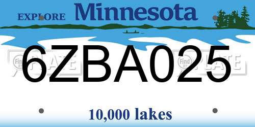 6ZBA025 Minnesota License Plate