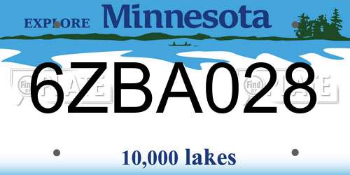 6ZBA028 Minnesota License Plate