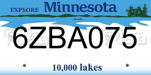 6ZBA075 Minnesota License Plate