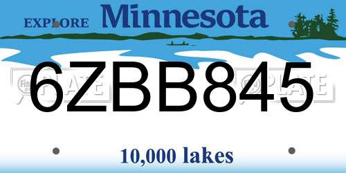 6ZBB845 Minnesota License Plate