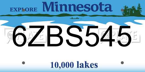 6ZBS545 Minnesota License Plate
