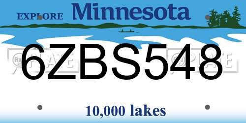 6ZBS548 Minnesota License Plate