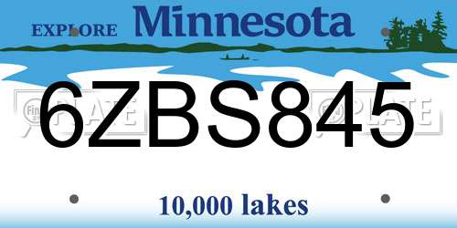 6ZBS845 Minnesota License Plate