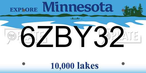 6ZBY32 Minnesota License Plate