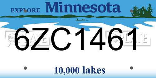 6ZC1461 Minnesota License Plate