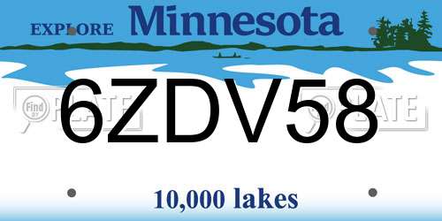 6ZDV58 Minnesota License Plate