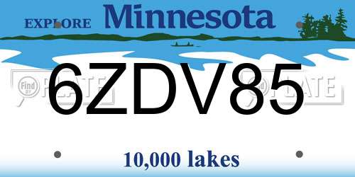6ZDV85 Minnesota License Plate