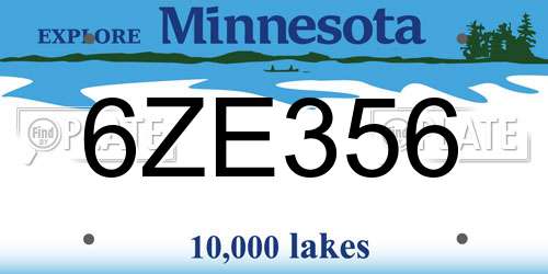 6ZE356 Minnesota License Plate