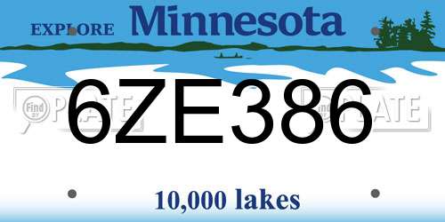 6ZE386 Minnesota License Plate
