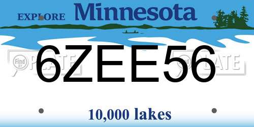 6ZEE56 Minnesota License Plate