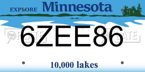 6ZEE86 Minnesota License Plate