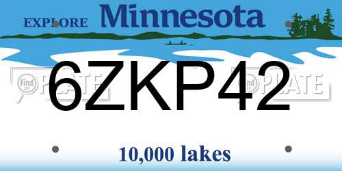 6ZKP42 Minnesota License Plate