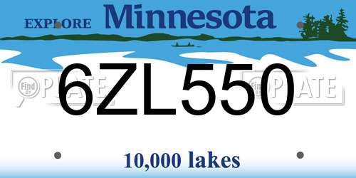 6ZL550 Minnesota License Plate