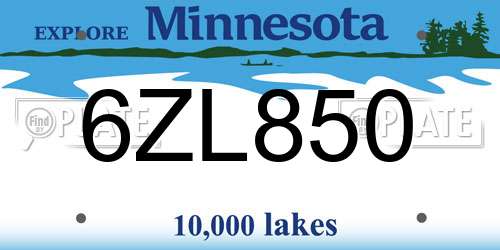 6ZL850 Minnesota License Plate
