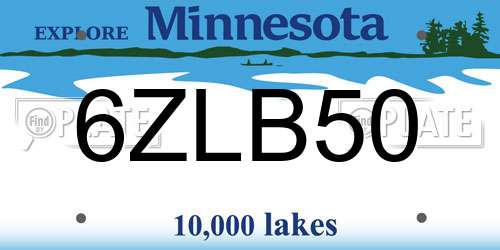 6ZLB50 Minnesota License Plate