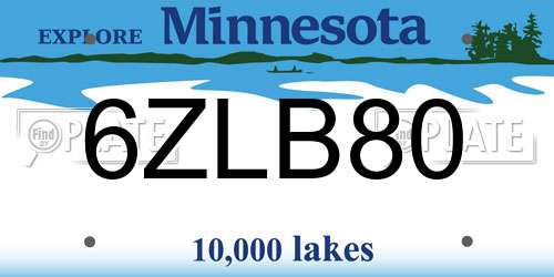 6ZLB80 Minnesota License Plate
