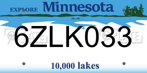 6ZLK033 Minnesota License Plate