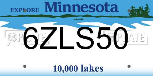 6ZLS50 Minnesota License Plate