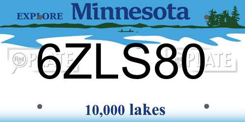 6ZLS80 Minnesota License Plate