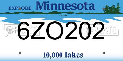 6ZO202 Minnesota License Plate