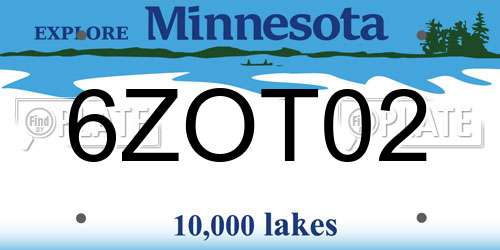 6ZOT02 Minnesota License Plate