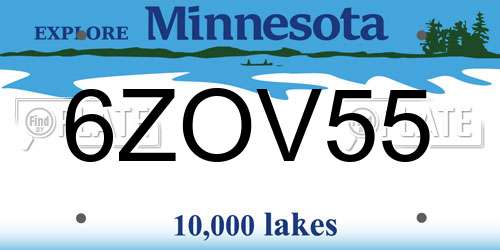 6ZOV55 Minnesota License Plate