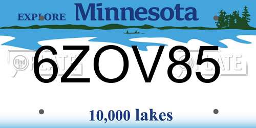 6ZOV85 Minnesota License Plate