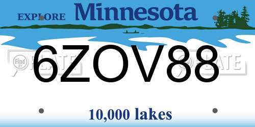 6ZOV88 Minnesota License Plate