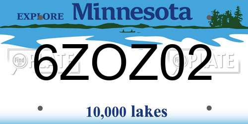 6ZOZ02 Minnesota License Plate