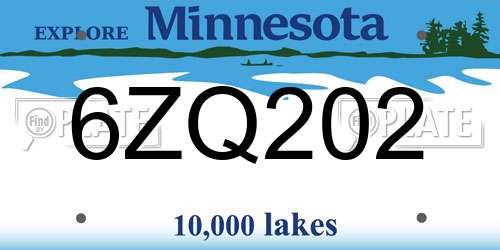 6ZQ202 Minnesota License Plate