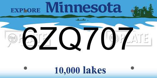 6ZQ707 Minnesota License Plate