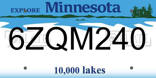 6ZQM240 Minnesota License Plate