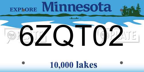 6ZQT02 Minnesota License Plate