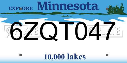6ZQT047 Minnesota License Plate