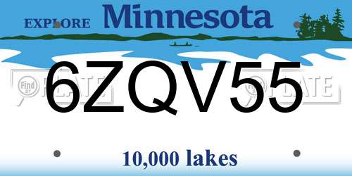 6ZQV55 Minnesota License Plate