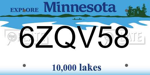 6ZQV58 Minnesota License Plate