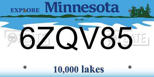 6ZQV85 Minnesota License Plate