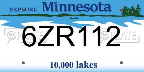 6ZR112 Minnesota License Plate