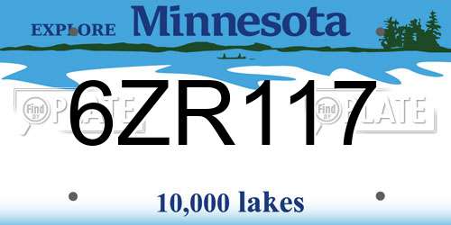 6ZR117 Minnesota License Plate
