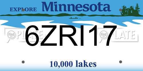 6ZRI17 Minnesota License Plate