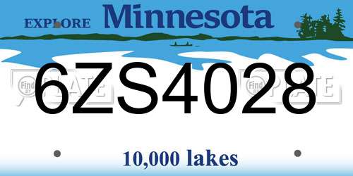 6ZS4028 Minnesota License Plate