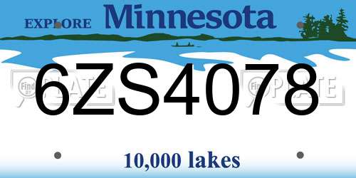 6ZS4078 Minnesota License Plate