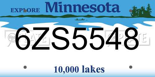 6ZS5548 Minnesota License Plate