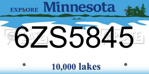 6ZS5845 Minnesota License Plate