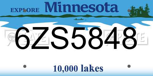 6ZS5848 Minnesota License Plate